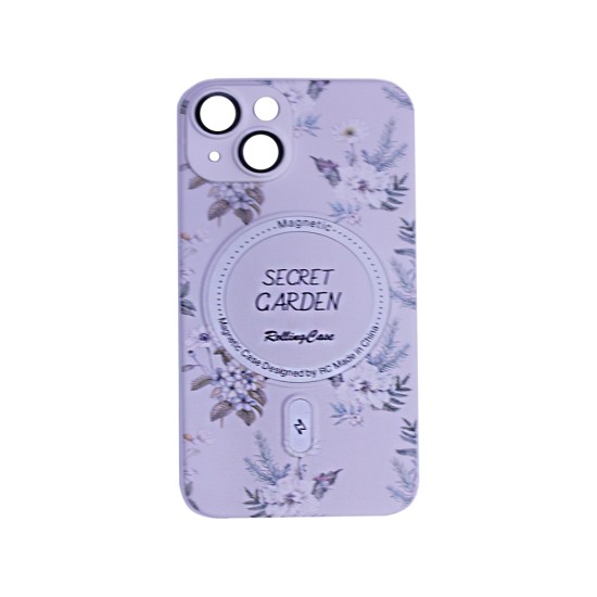 Flower Design Magnetic Case for Apple iPhone 14 White